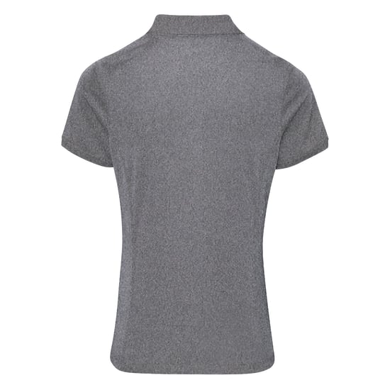 Premier Womens/Ladies Coolchecker Short Sleeve Pique Polo T-Shirt (Grey Melange) - Image 2