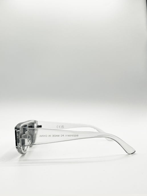 Clear frame oversized racer style sunglasses