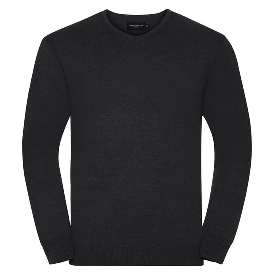 Russell Collection Mens Knitted V Neck Sweatshirt (Charcoal Marl) - Image 1