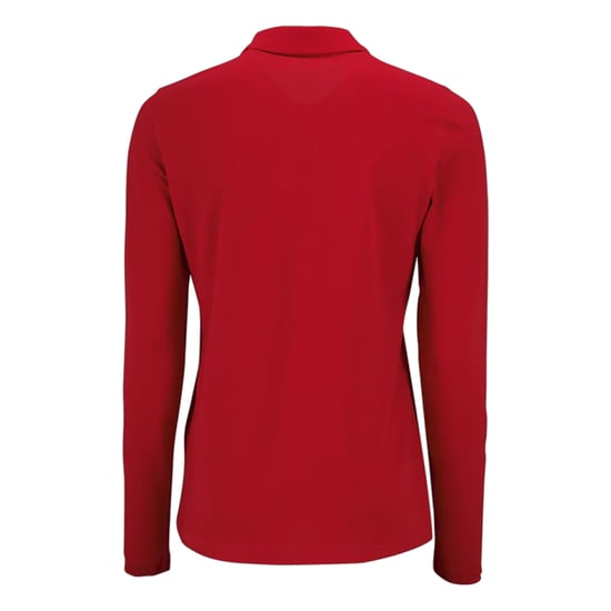 SOLS Womens/Ladies Perfect Pique Long-Sleeved Polo Shirt (Red) - Image 2