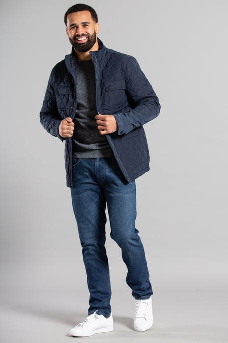 Dark Navy Padded Funnel Neck Jacket