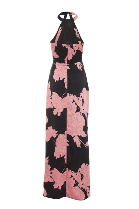 Black Floral Halter Neck Maxi Dress