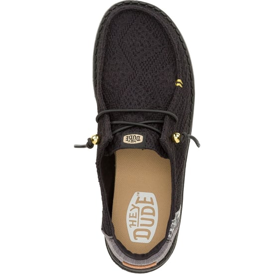 HEYDUDE Wendy Boho Crochet Polyester Women's Black Loafers - Image 4