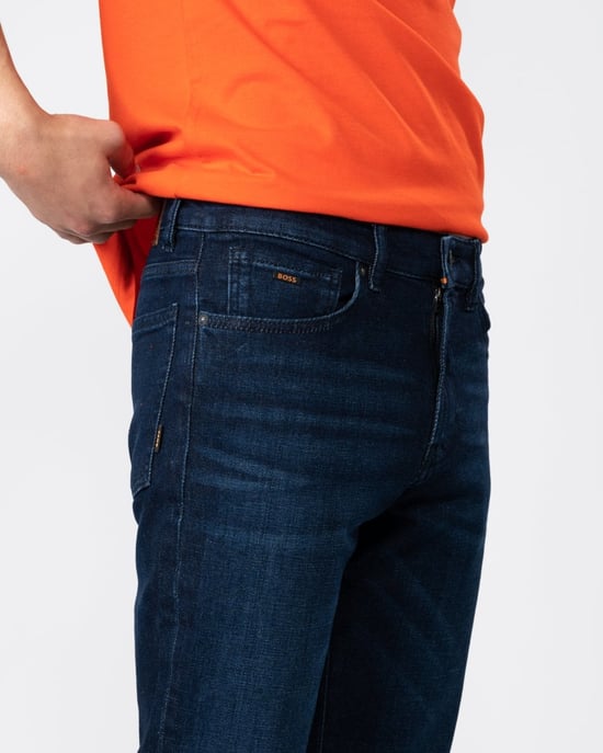 Jeans BOSS Orange Re.Maine de corte regular en denim azul oscuro con elasticidad cómoda - Image 5