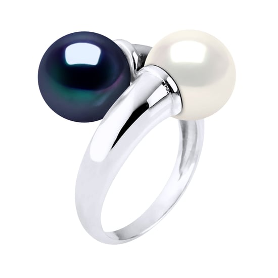 DIADEMA - Ring You & Me - 2 Real Freshwater Pearls White and Black