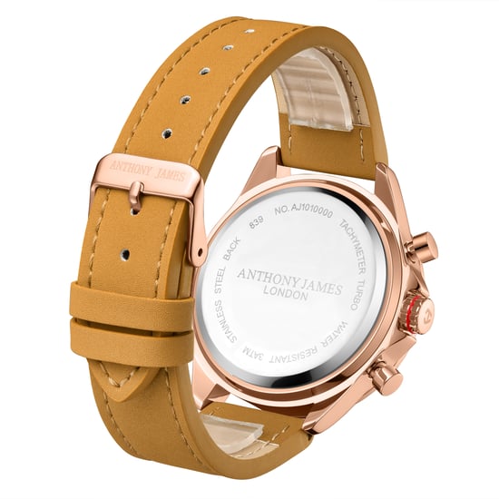 Hand Assembled Anthony James Tachymeter Turbo Gold Brown
