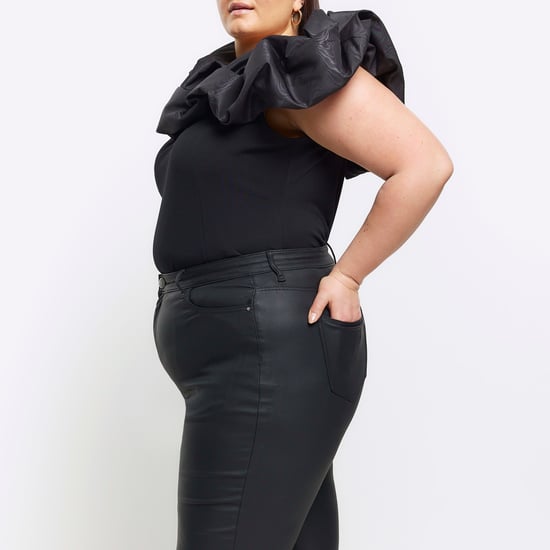 River Island Womens Skinny Jeans Plus Black Coated High Waisted