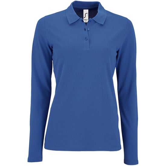 SOLS Womens/Ladies Perfect Long Sleeve Pique Polo Shirt (Royal Blue) - Image 1
