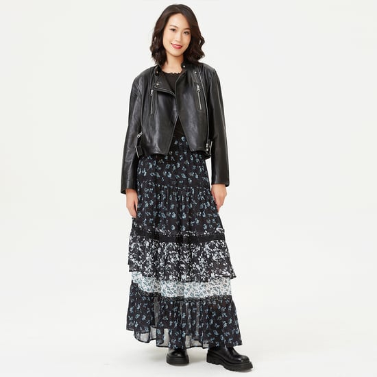 Long tiered ruffle printed skirt - Image 1