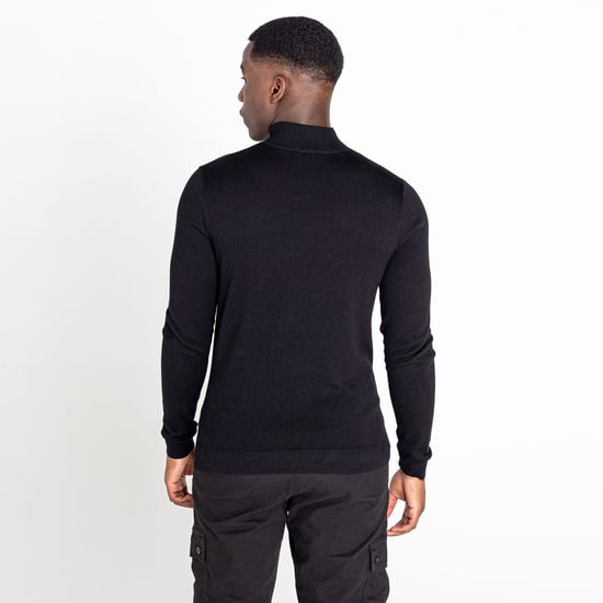 Dare 2B Mens Unite Us Knitted Half Zip Sweatshirt (Black/Amber Glow)