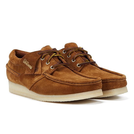 Clarks Originals Wallabee Boat Suede Men's Cola Lace-Up Shoes - Image 1