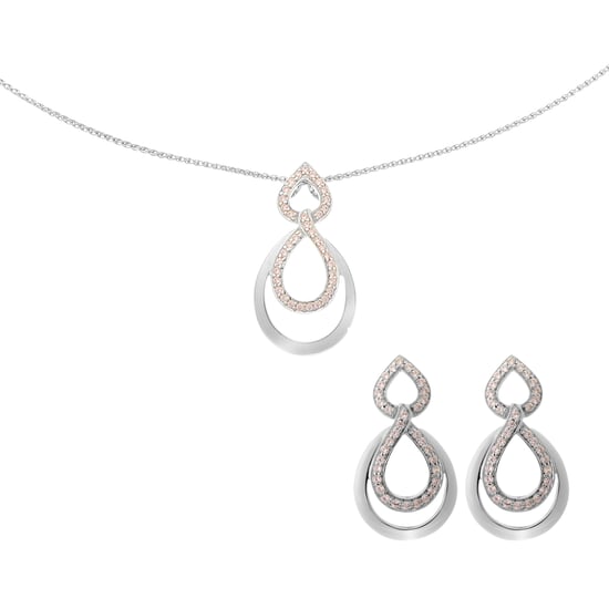 Orphelia 'Amber' Women's 925 Sterling Silver Set: Chain-Pendant + Earrings - Silver SET-7092 - Image 1