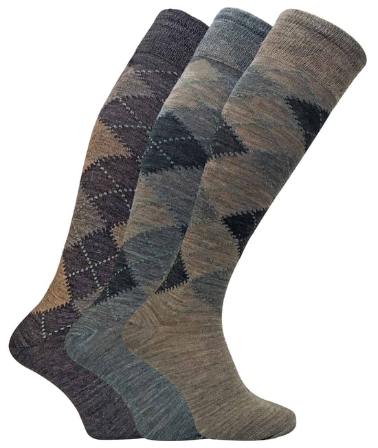 3 Pares de Calcetines de Lana de Cordero Argyle Extra Largos hasta la Rodilla para Hombre - Image 1