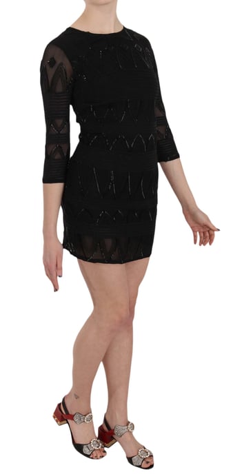 Vestido mini shift de seda negra con lentejuelas de John Richmond - Image 5