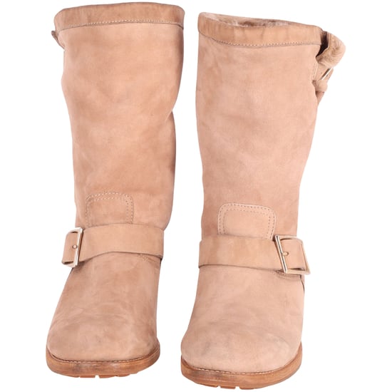 Jimmy Choo Flat Biker Boots in Nude Suede - Image 3