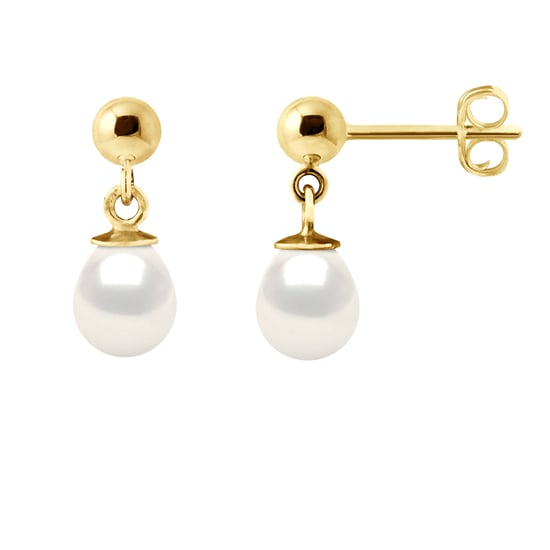 DIADEMA - Earrings - Yellow Gold and Real Freshwater Pearls