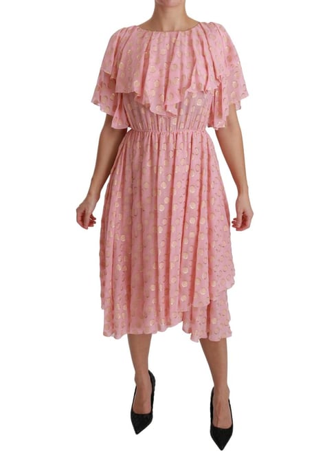 Vestido midi plisado en A de seda rosa con lunares de Dolce & Gabbana para mujer - Image 1