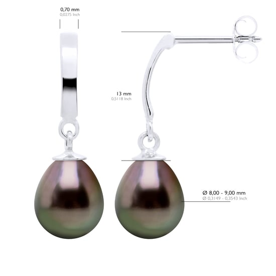 Earrings Prestige Articulated in White Gold 375 and Real Cultured Tahiti Pearls Pear 8-9 mm - Image 2