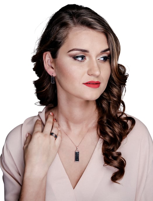 Orphelia Women's 925 Sterling Silver Drop Earrings - Black/Rose ZO-6045