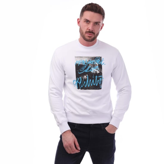 Sudadera Con Cuello Redondo Entallada Off-white Rocks Type, Color Blanco - Image 1