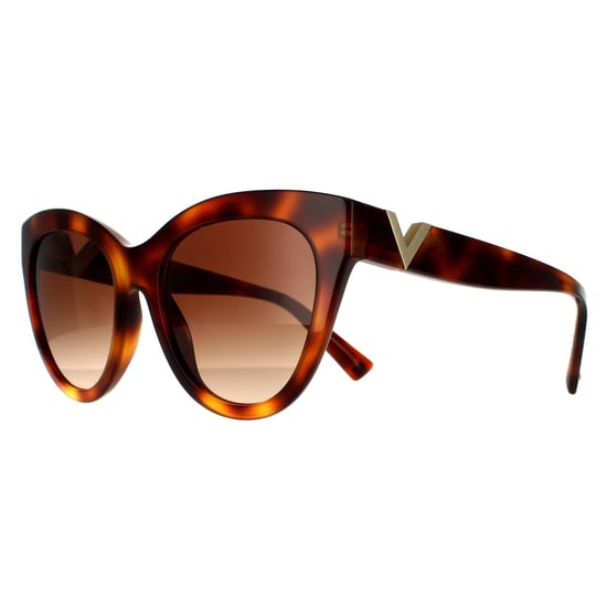Gafas de sol Valentino Cat Eye para mujer en marrón habana claro con degradado - Image 2