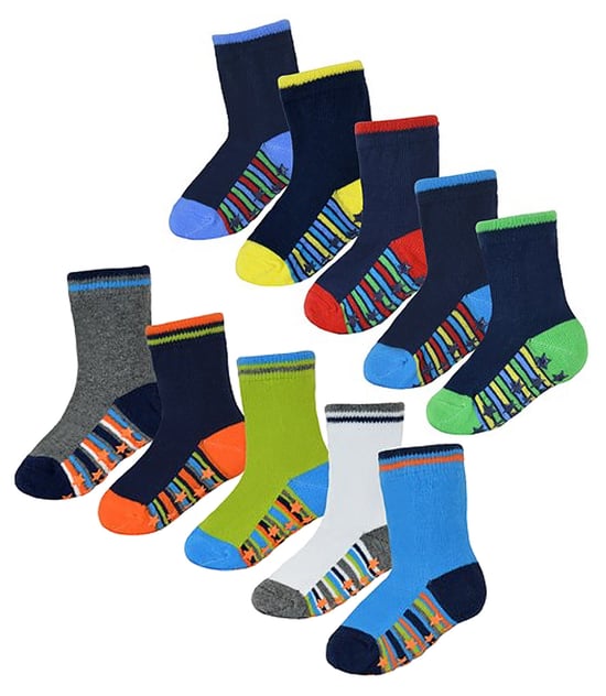 Calcetines antideslizantes para bebé niño | Paquete de 10 pares | Snob de calcetines | Calcetines de algodón suave con pinzas de estrella - Estilo 1 - Image 1