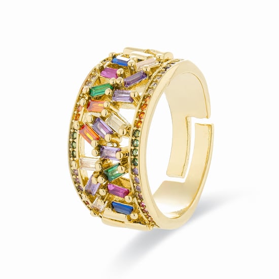 Anillo Luxenter con Circonita Multicolor acabado en oro amarillo de 18K - Fabeu - Image 1