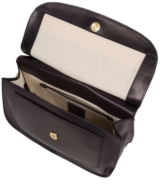 'Ellipse' Navy Leather Cross Body Bag