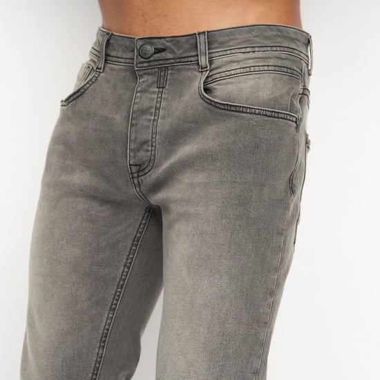 Crosshatch Mens Sheldons Slim Jeans (Light Grey) - Image 3
