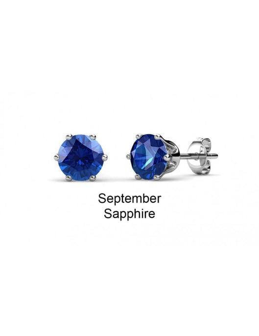 Pendientes de septiembre con piedra de nacimiento - Plata y azul marino - Image 3