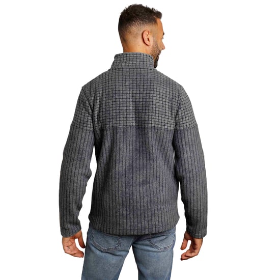 Weird Fish Mens Longmont Grid Eco Friendly Quarter Zip Fleece Top (Navy) - Image 3