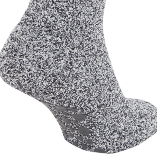 FLOSO Mens Warm Slipper Socks With Rubber Non Slip Grip (Grey) - Image 3