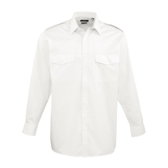 Premier Mens Long-Sleeved Pilot Shirt (White) - Image 1