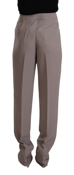 Pantalones largos ajustados de seda marrón de talle alto para mujer Armani - Image 3