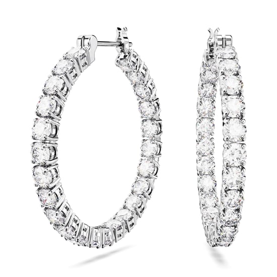 Swarovski 'Matrix' Women's Base Metal Hoop Earrings - Silver 5647715 - Image 1