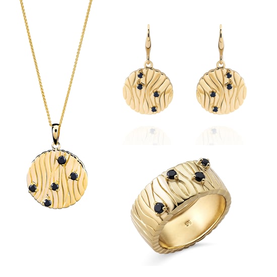 Orphelia 'Babette' Women's 925 Sterling Silver Set: Necklace + Earrings + Ring - Gold SET-7504/G - Image 1