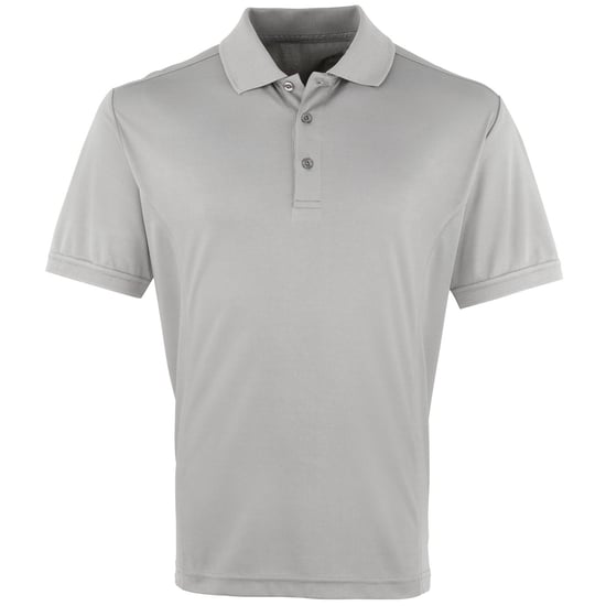 Premier Mens Coolchecker Pique Short Sleeve Polo T-Shirt (Silver) - Image 1