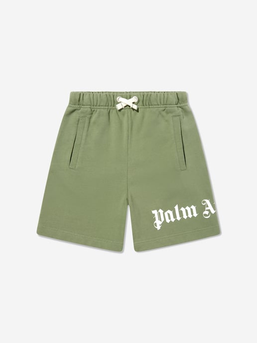 Palm Angels Boys Classic Overlogo Shorts in Green