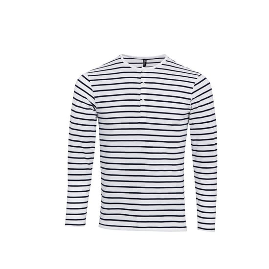 Premier Mens Long John Roll Sleeve T-Shirt (White/Navy) - Image 1