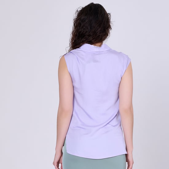 Sleeveless blouse with wide flat collar - Image 6