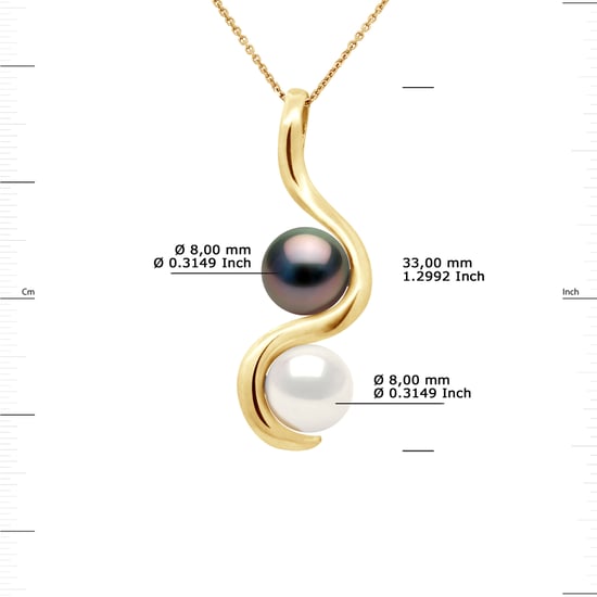 Tú y yo colgante Tahitian Tahitian Cultured Pearls and Freshwater 8-9 mm de oro blanco Ronda - Image 3