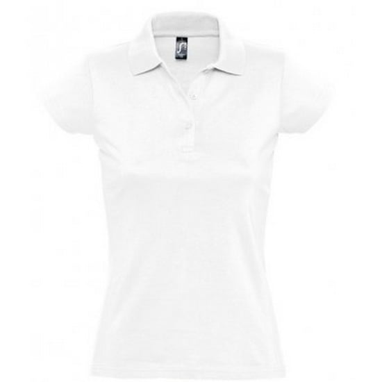 SOLS Womens/Ladies Prescott Short Sleeve Jersey Polo Shirt (White) - Image 1