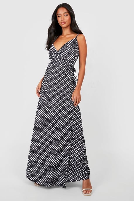 Petite Ditsy Floral Wrap Maxi Dress