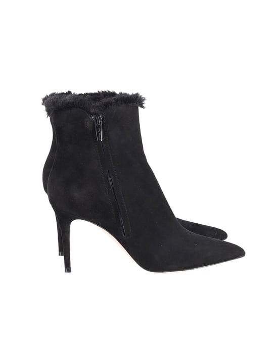 Gianvito Rossi Fur Lined Ankle Boots in Black Suede - Image 1