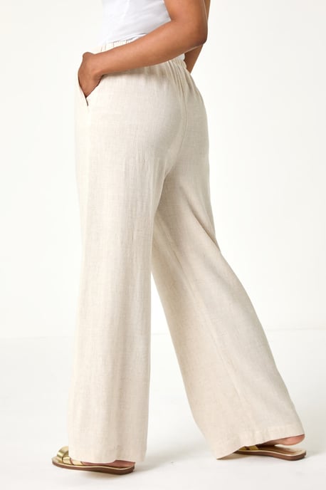 Petite Linen Mix Wide Leg Trouser - Image 3