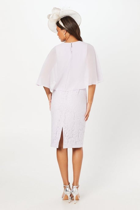 Lace Chiffon Cape Pencil Dress