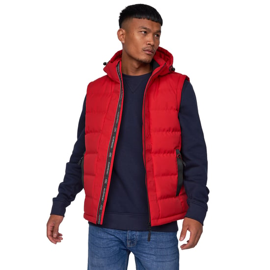 Crosshatch Mens Kampnew Embossed Gilet (Red) - Image 4