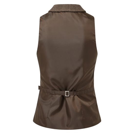 Premier Womens/Ladies Herringbone Waistcoat (Brown Check) - Image 2