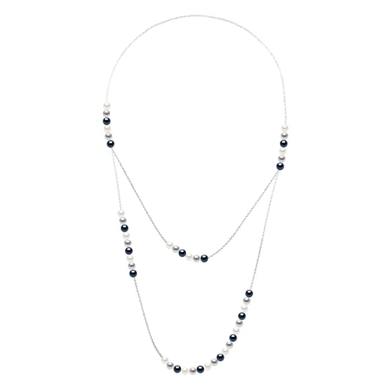 Double Long Necklace Prestige - Real Cultured Freshwater Pearls 5-6 mm