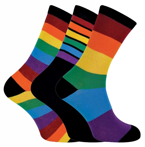 3 Pares de Calcetines para Hombre y Mujer de Algodón con Rayas Brillantes Arco Iris - Image 1